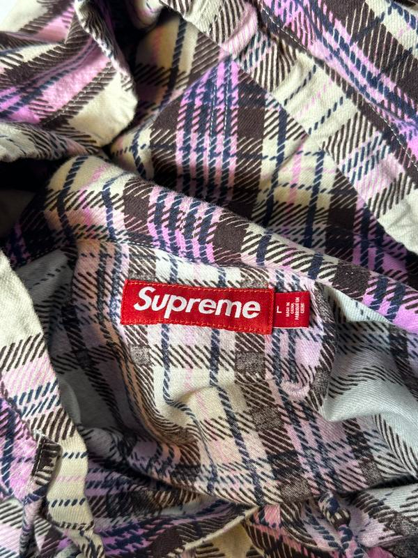 Supreme Printed Hooded Flannel Shirt Pink