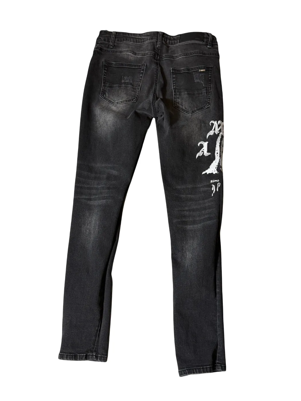 Amiri Black Embroidered Skull Jeans Black