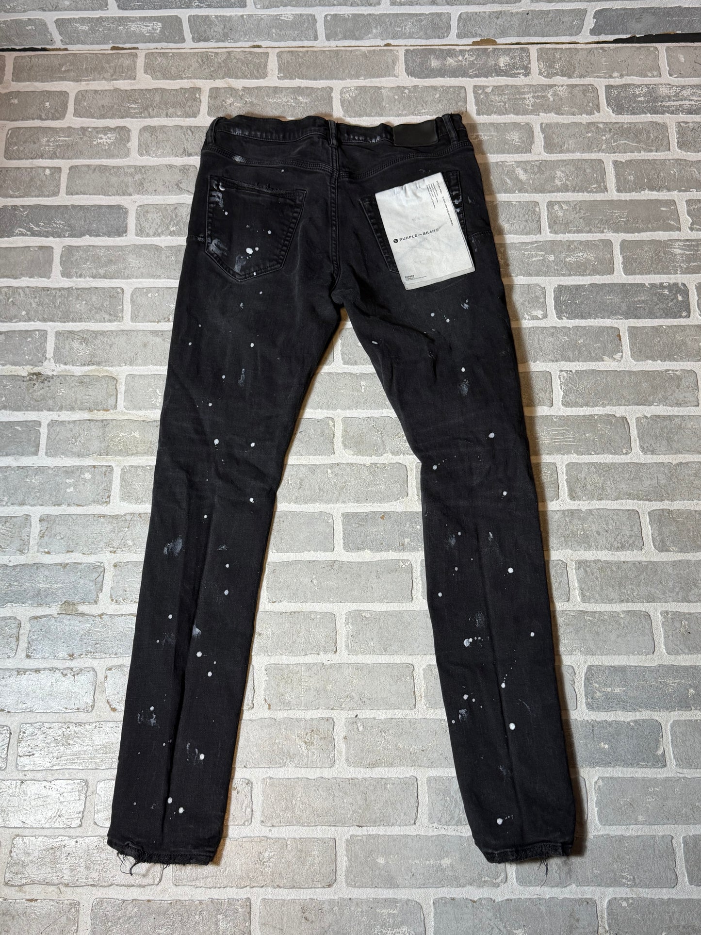 Purple Brand Black Resin Knee Slit Jean Black