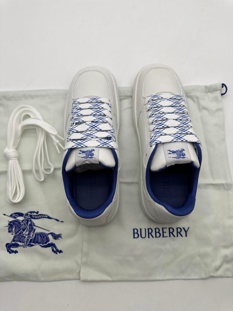 Burberry Low Top Leather Trainer White Blue