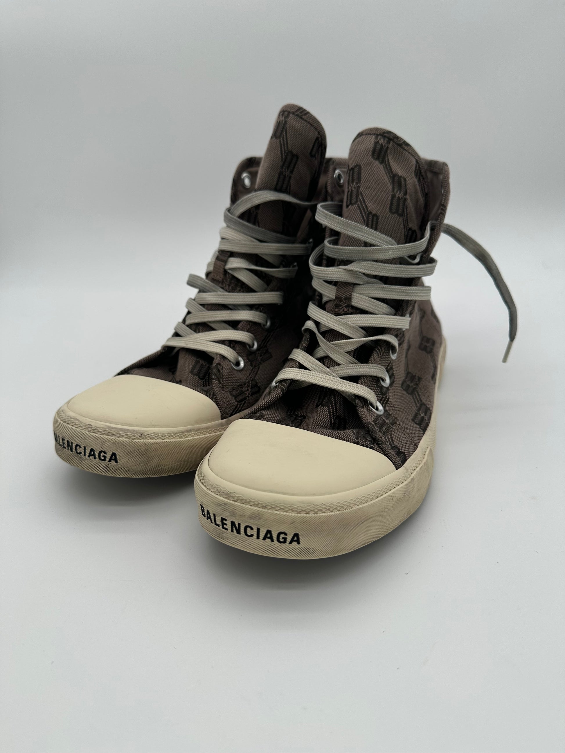 Balenciaga Paris High Top BB Monogram Dark Beige Brown