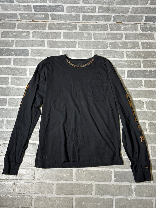 Chrome Hearts Long Sleeve Neck Logo Black Shirt