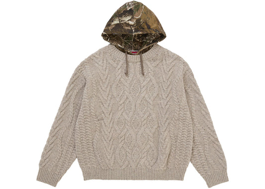 Supreme Cable Hooded Sweater Oatmeal(No Tags)
