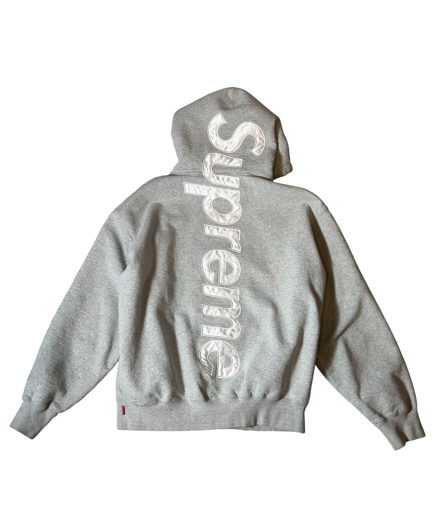 Supreme Satin Appliqué Hooded Sweatshirt Heather Grey