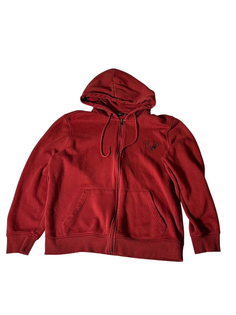 True Religion Zip Up Hoodie Red