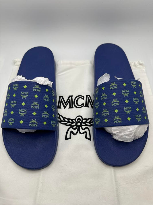 MCM Monogram Slides Blue Black