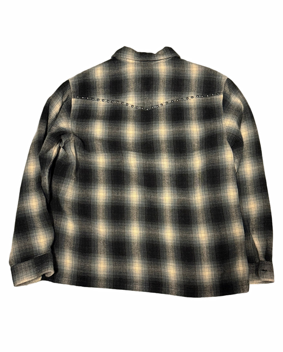 Supreme Studded Shadow Plaid Zip Up Shirt Black