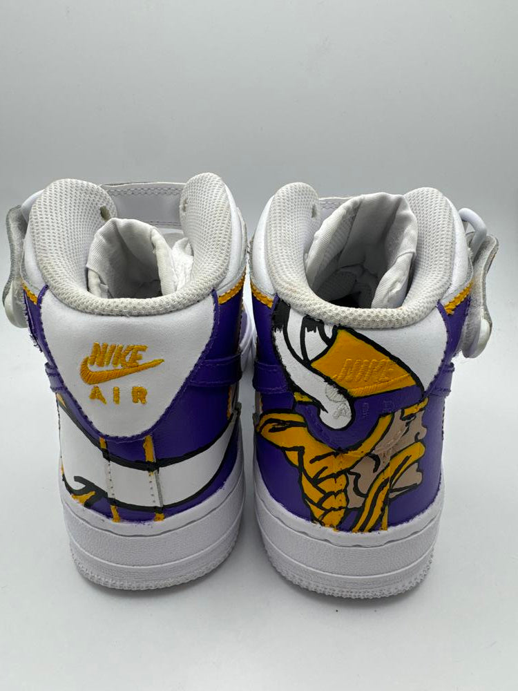 Nike Air Force 1 Mid LE Triple White (GS)Vikings Custom