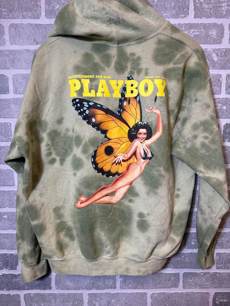 PLAYBOY Butterfly Hoodie Green Tie-Dye