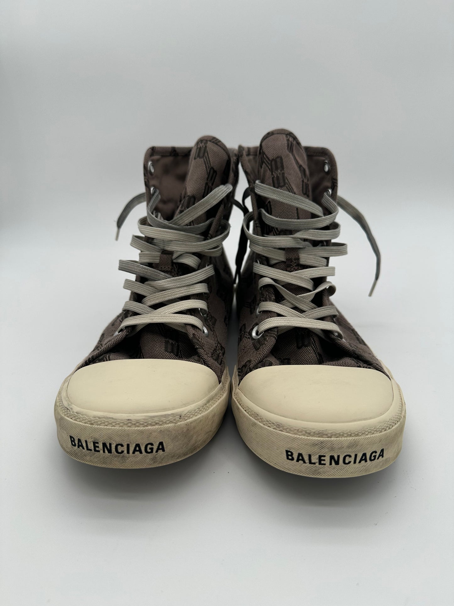 Balenciaga Paris High Top BB Monogram Dark Beige Brown