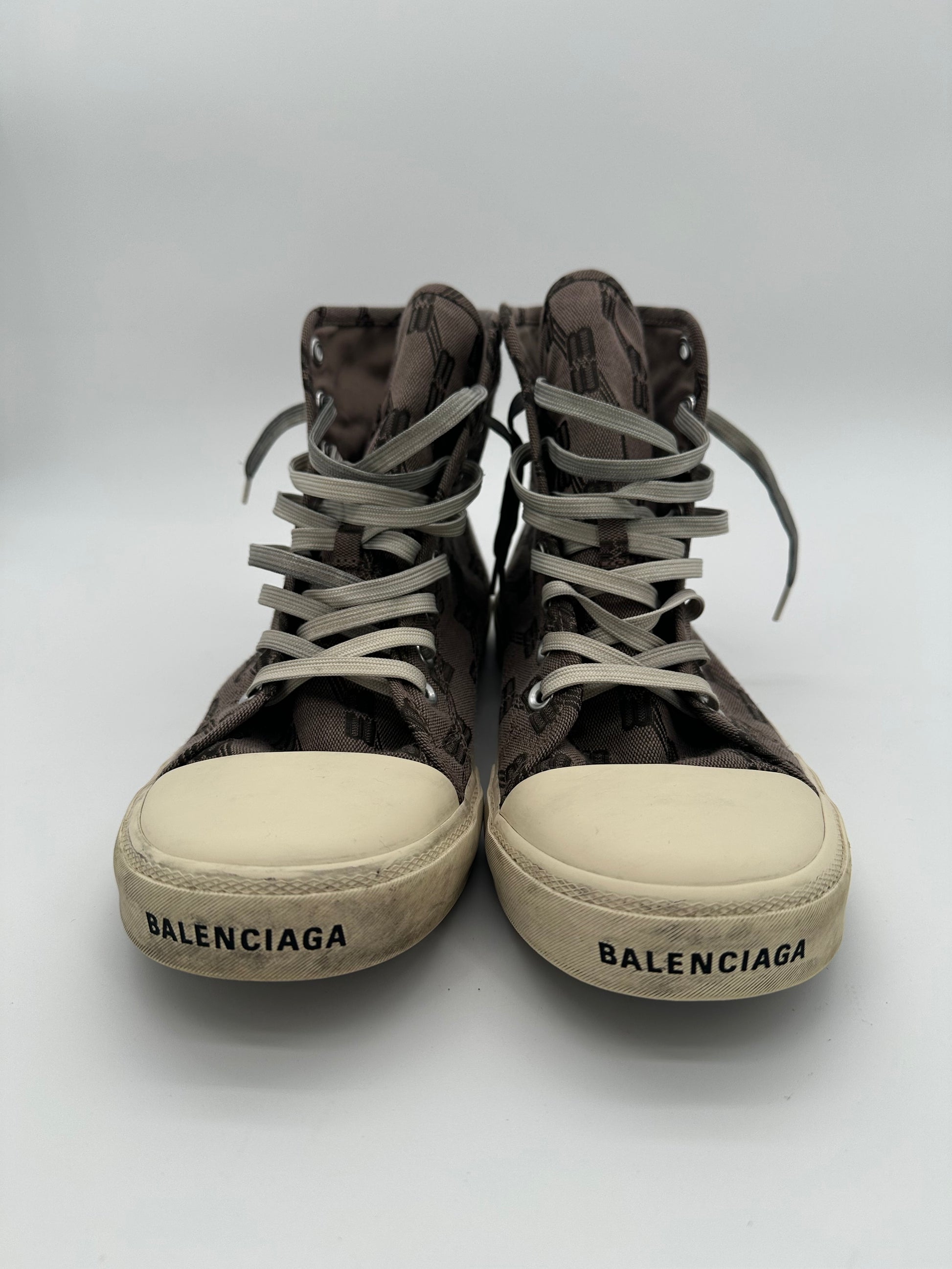 Balenciaga Paris High Top BB Monogram Dark Beige Brown