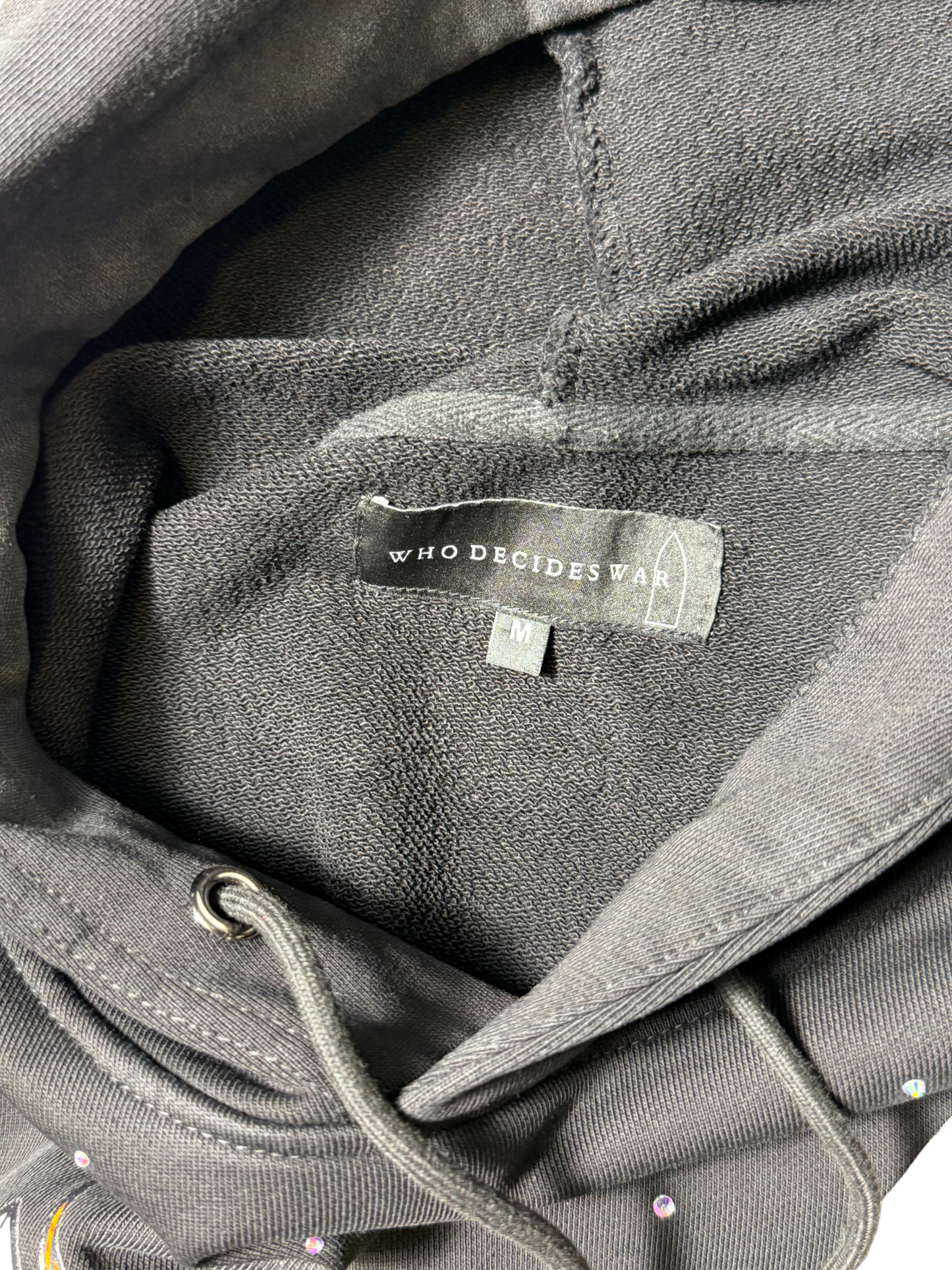 Who Decides War Black Hoodie W/ Rhinestones