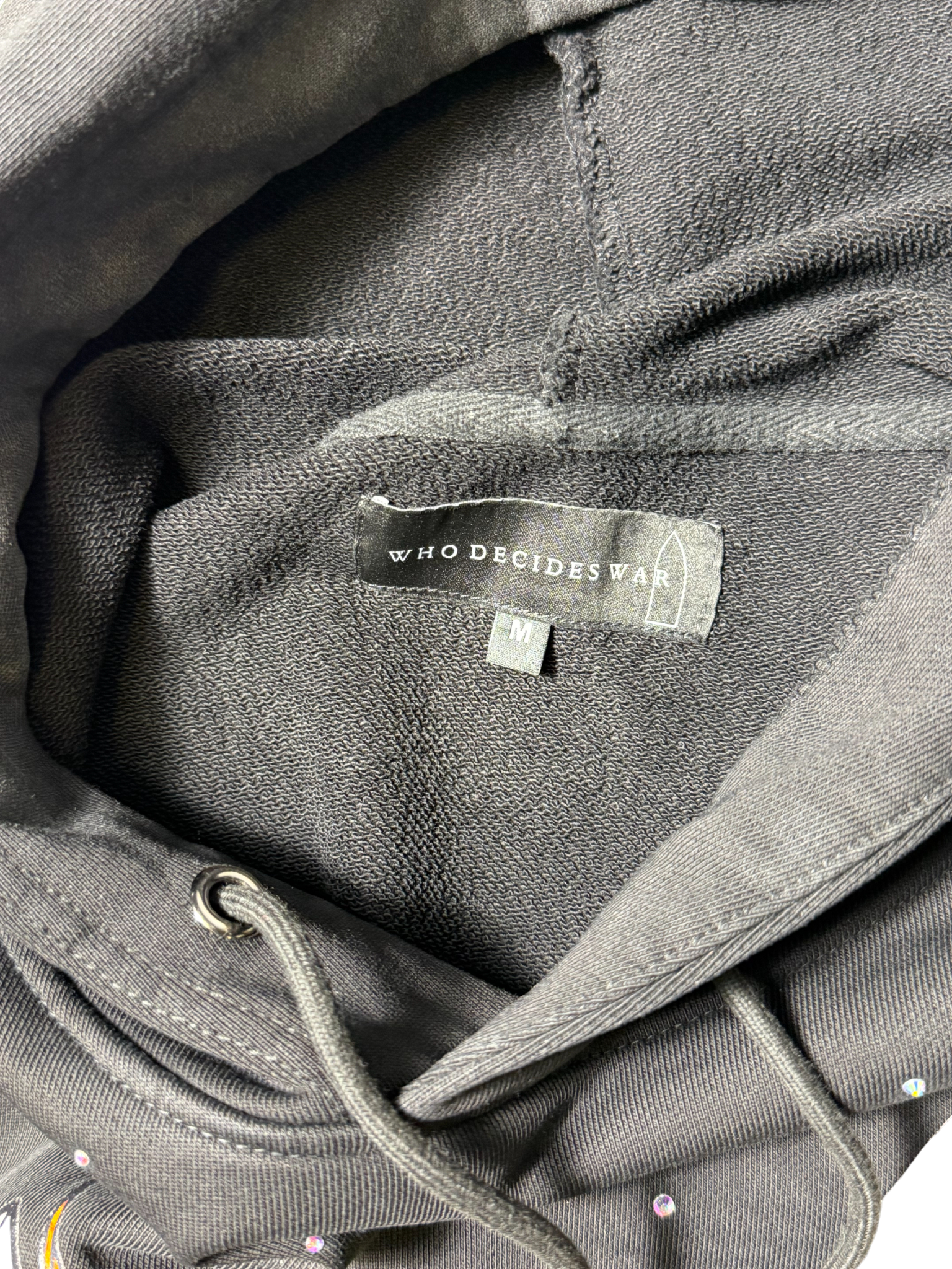 Who Decides War Black Hoodie W/ Rhinestones