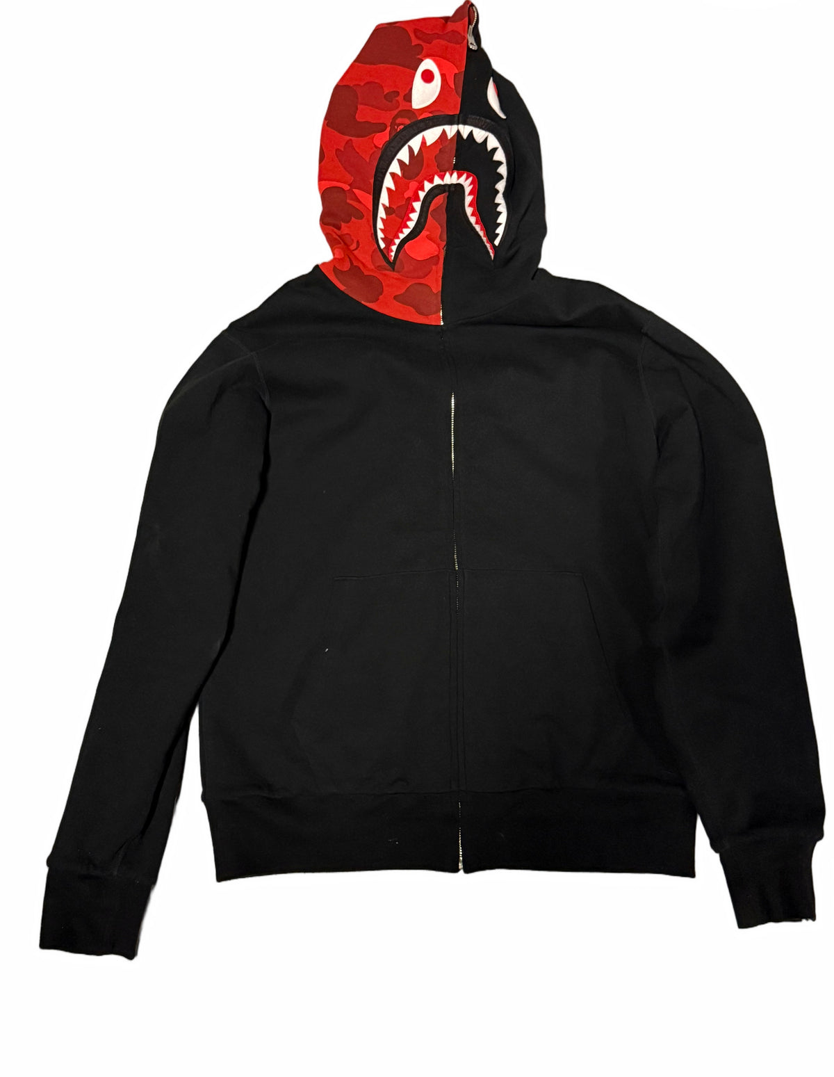 BAPE Color Camo Reversible PONR Shark Full Zip Hoodie Black/Red