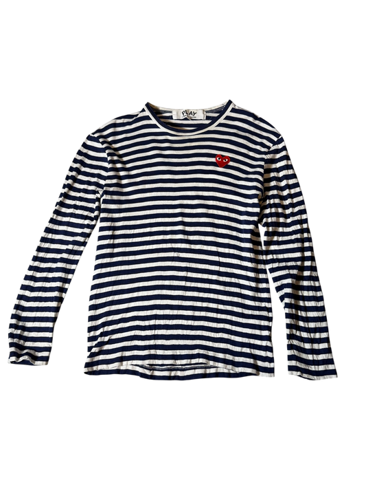 comme de garcon blue striped long sleeve