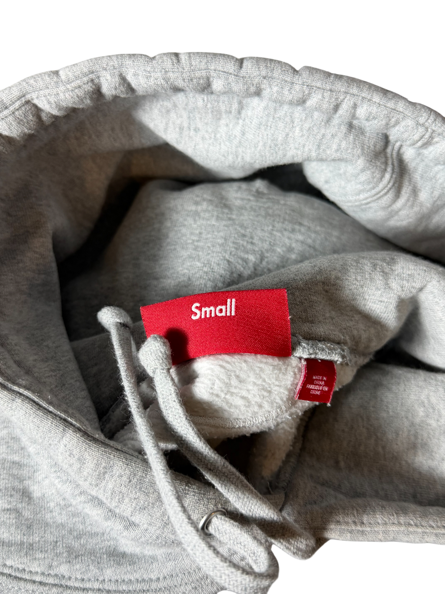 Supreme Satin Appliqué Hooded Sweatshirt Heather Grey