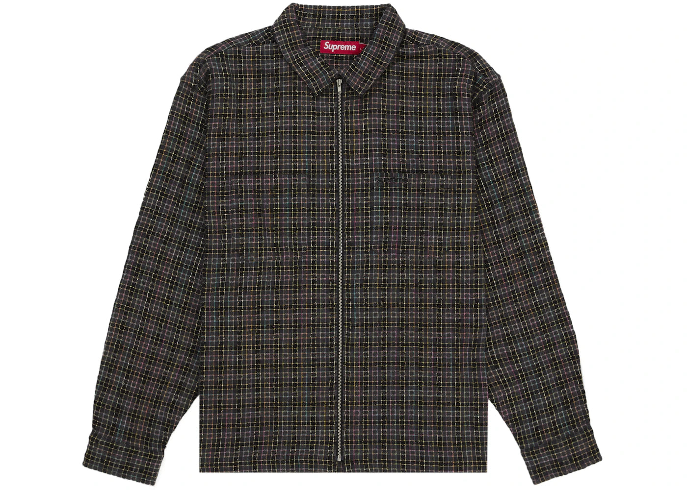 Supreme Metallic Plaid Zip Up Shirt Brown