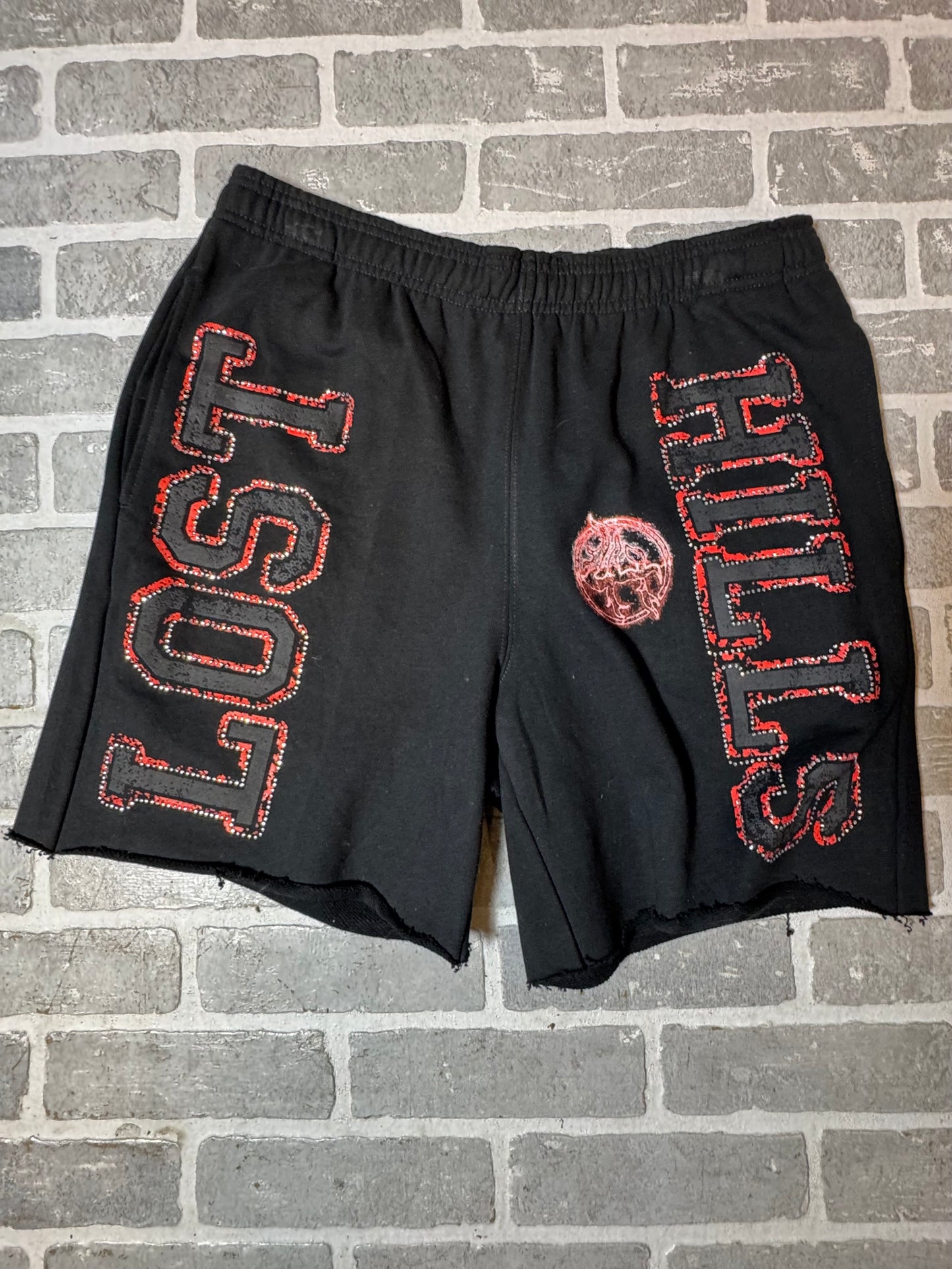 Lost Hills Shorts Red Sparkled Texts