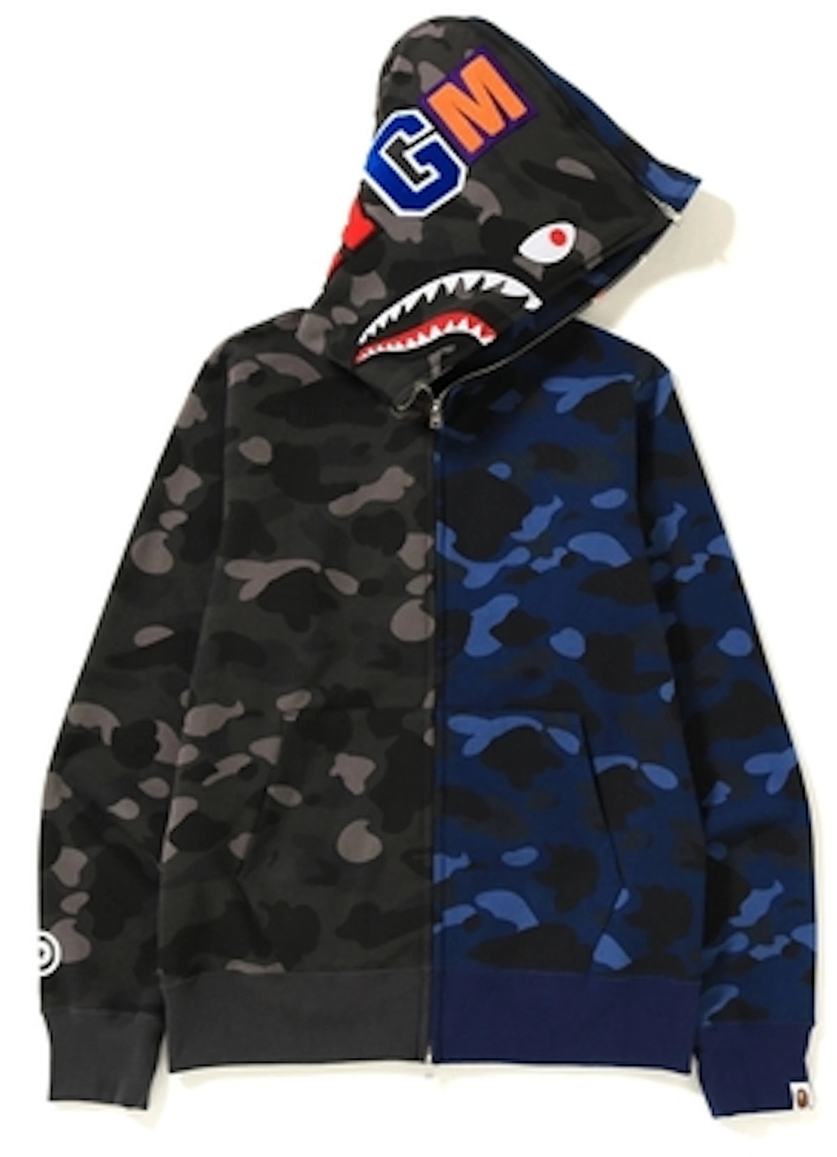BAPE Color Camo Separate Shark Full Zip Hoodie Black/Blue
