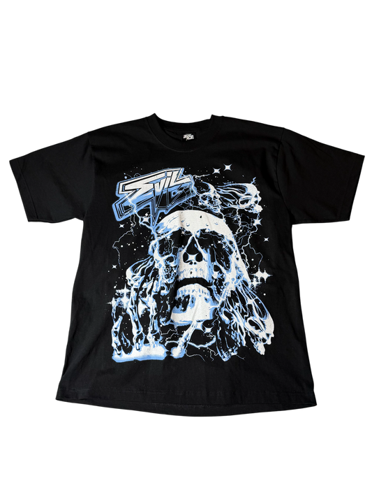 Evil Vice T Shirt Black/Blue Skull