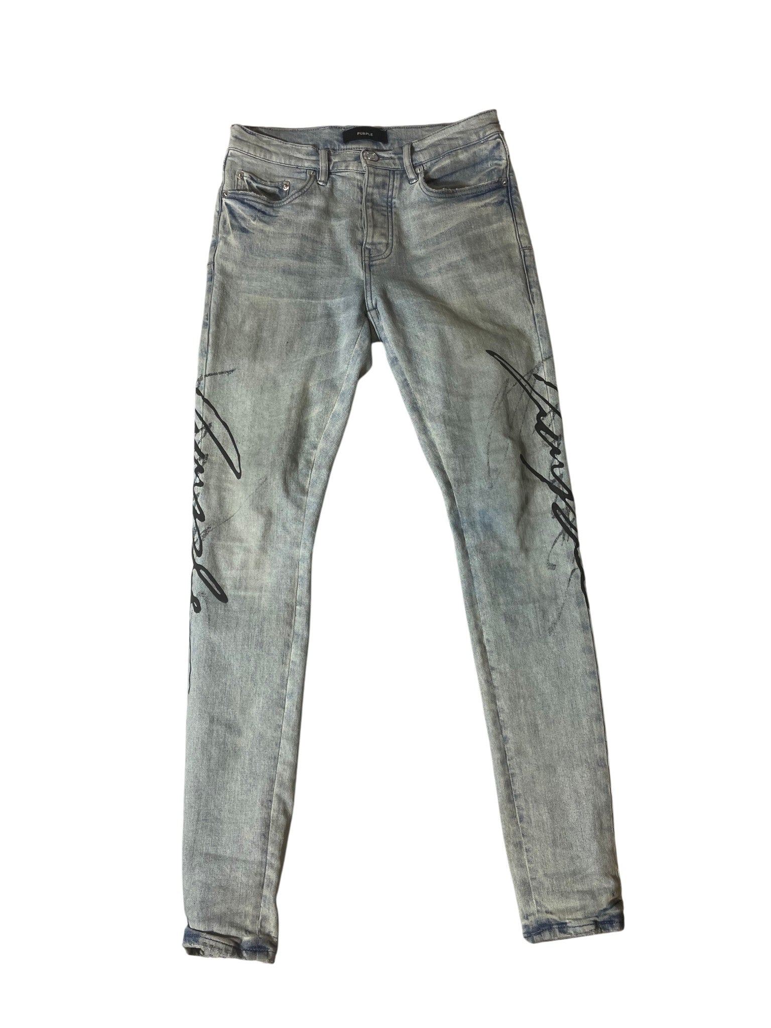 Purple Jeans Skinny Grey with Black Stitch