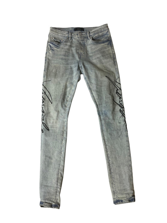 Purple Jeans Skinny Grey with Black Stitch