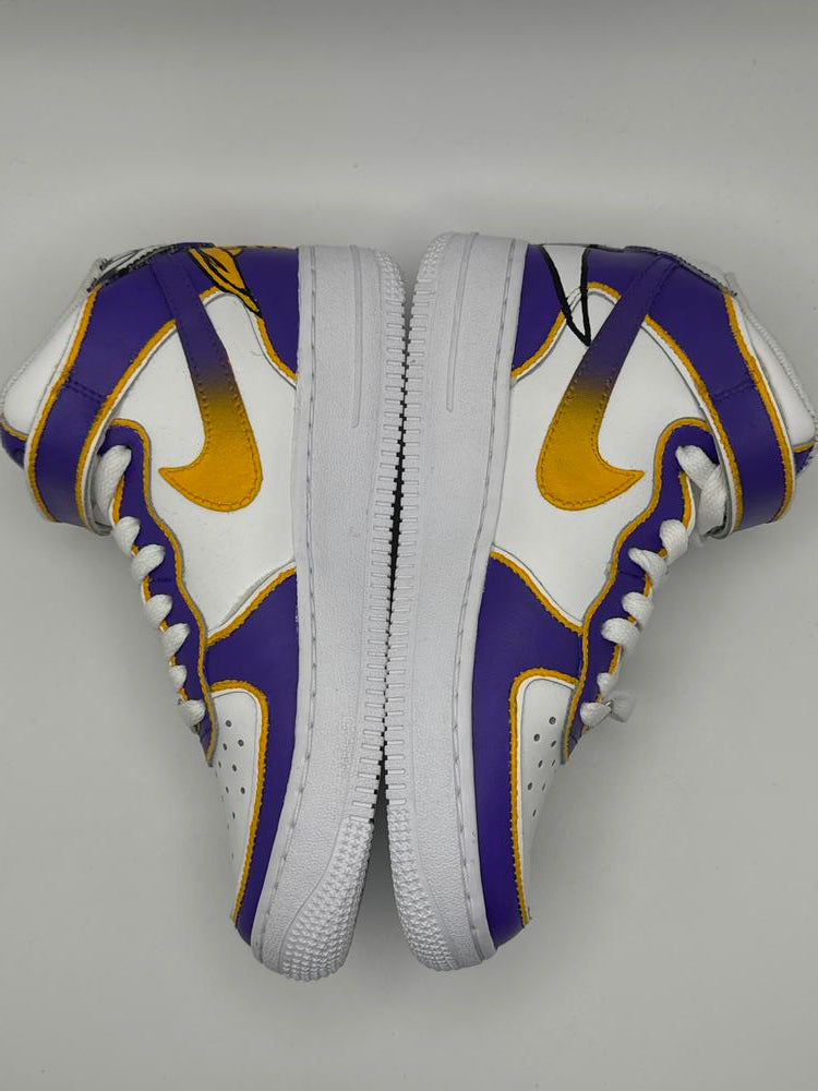 Nike Air Force 1 Mid LE Triple White (GS)Vikings Custom