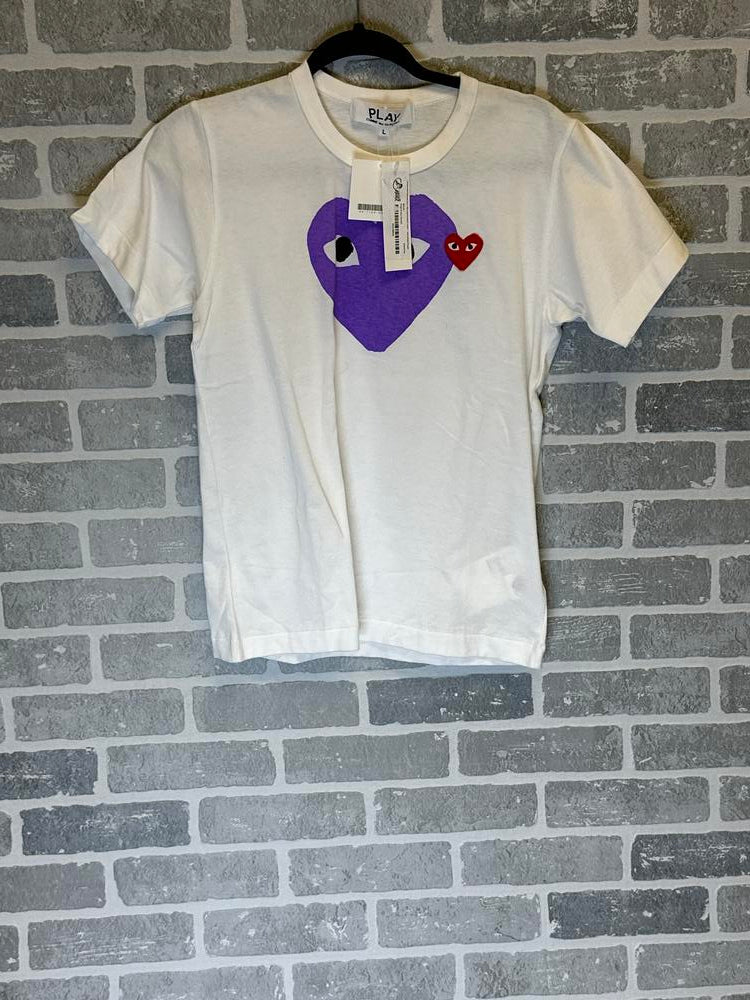 Comme des Garcons PLAY Play Red Emblem Heart T-shirt White/Purple