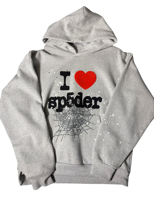 Sp5der I Heart SP5 Souvenir Hoodie Grey