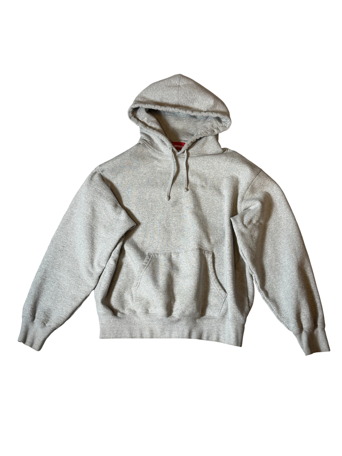 Supreme Satin Appliqué Hooded Sweatshirt Heather Grey