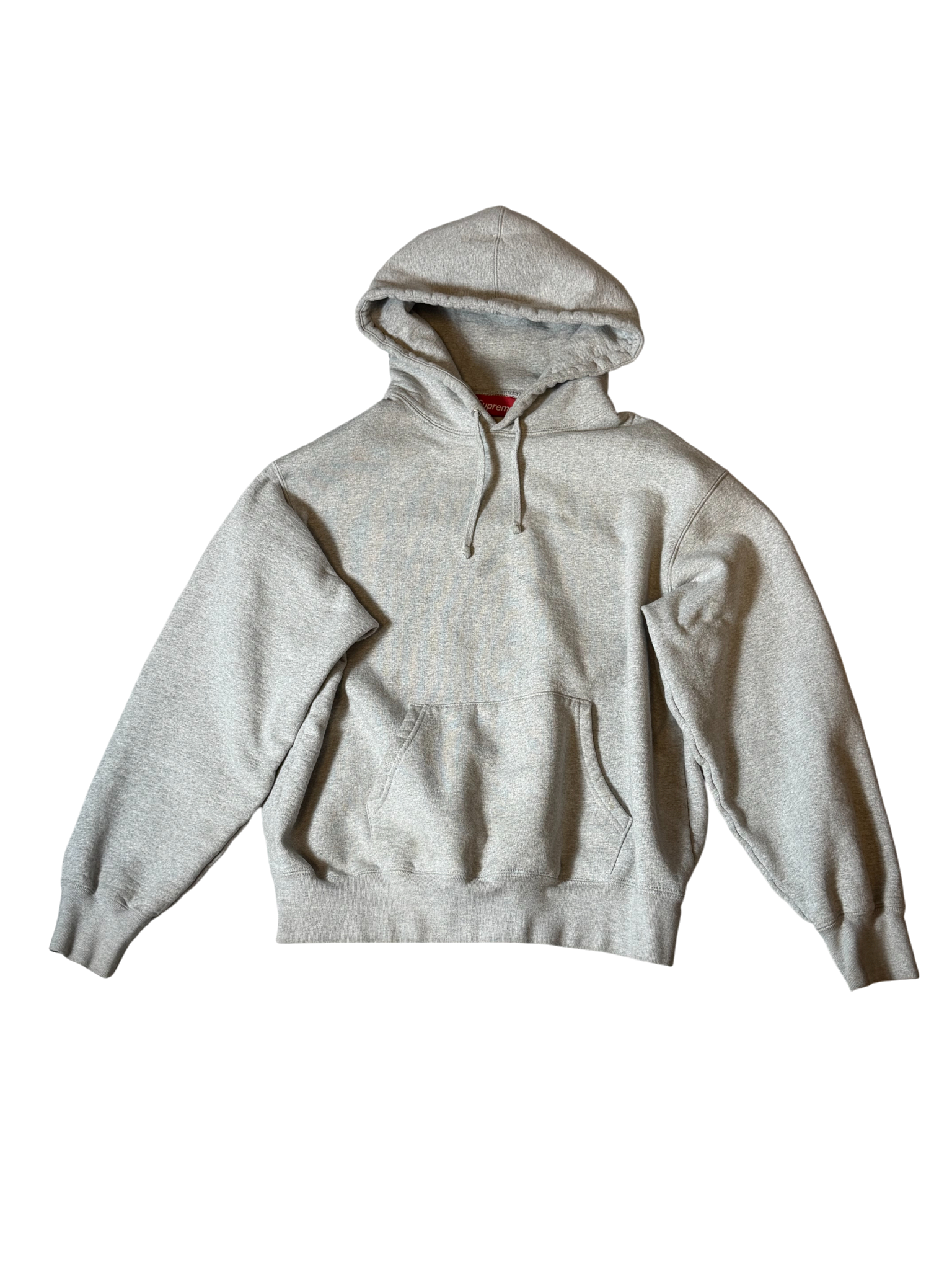 Supreme Satin Appliqué Hooded Sweatshirt Heather Grey