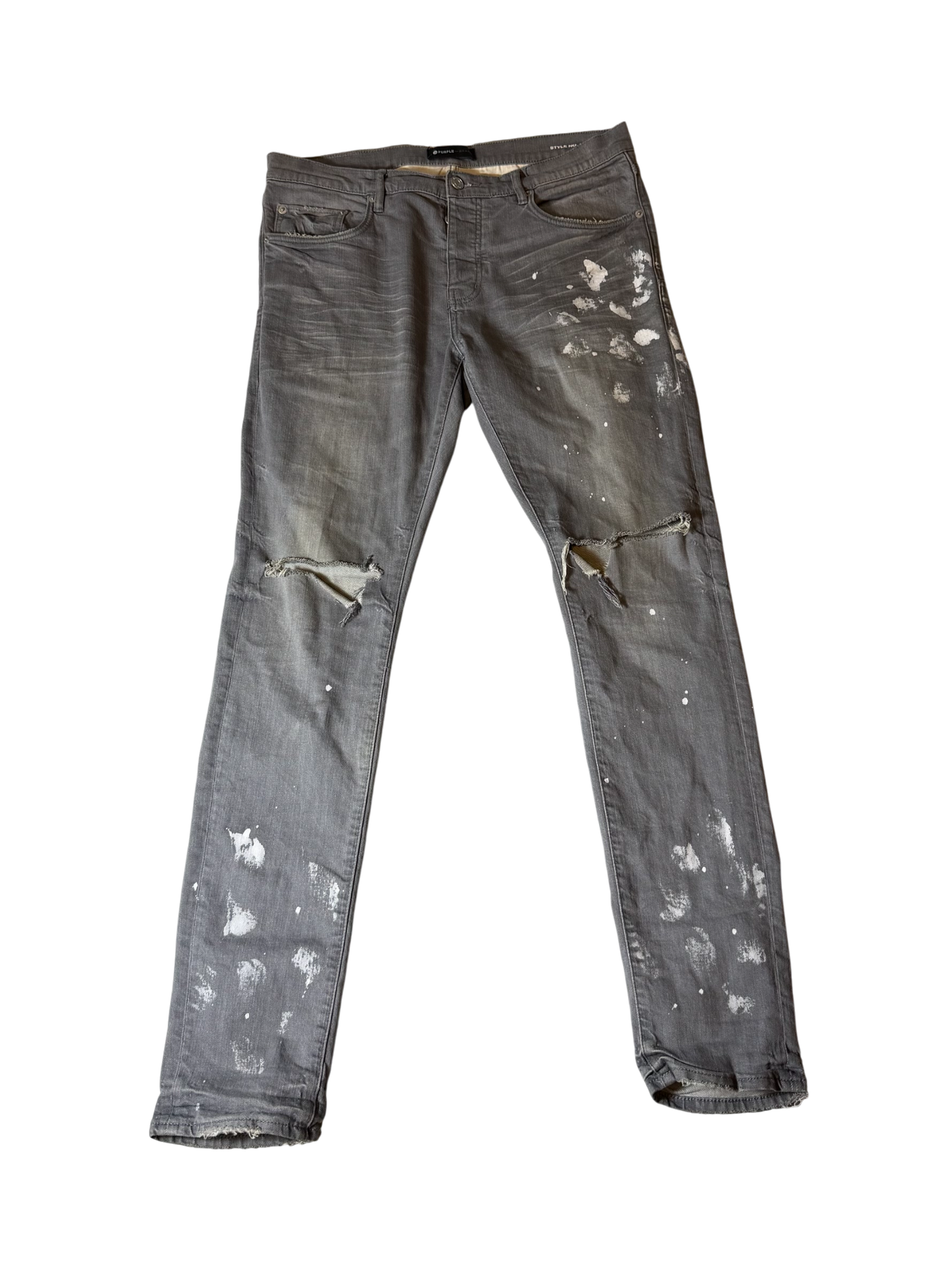 Purple Jeans Grey/White Splatter