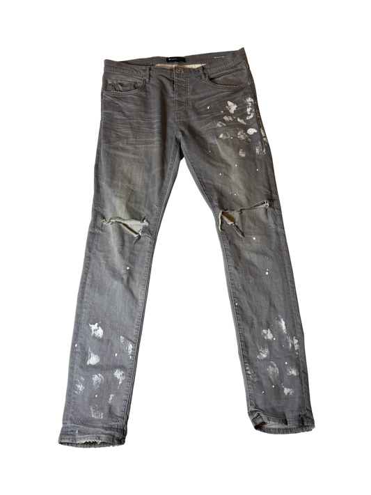 Purple Jeans Grey/White Splatter