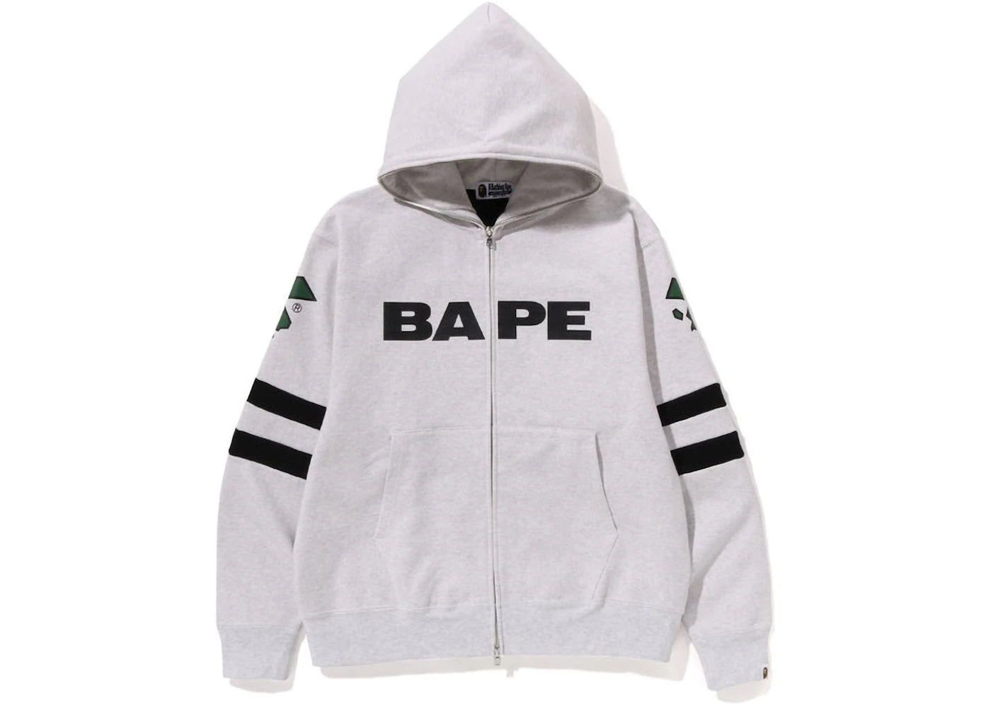BAPE Football Relaxed Fit Full Zip Hoodie Grey