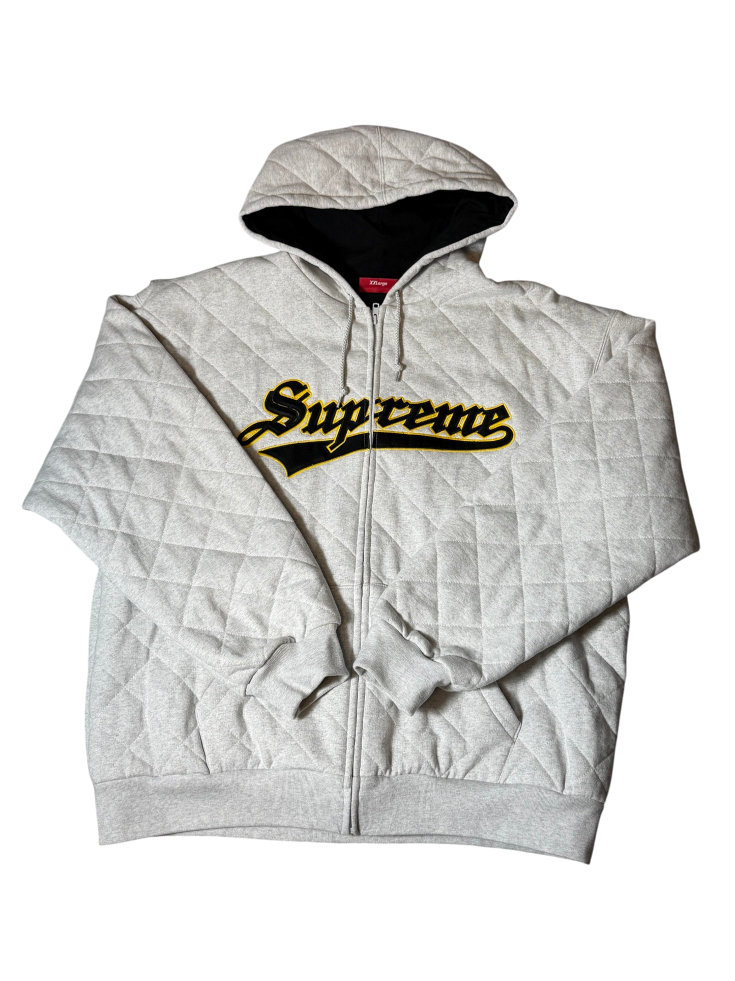 Supreme Quilted Zip Up Hooded Sweatshirt Ash Grey