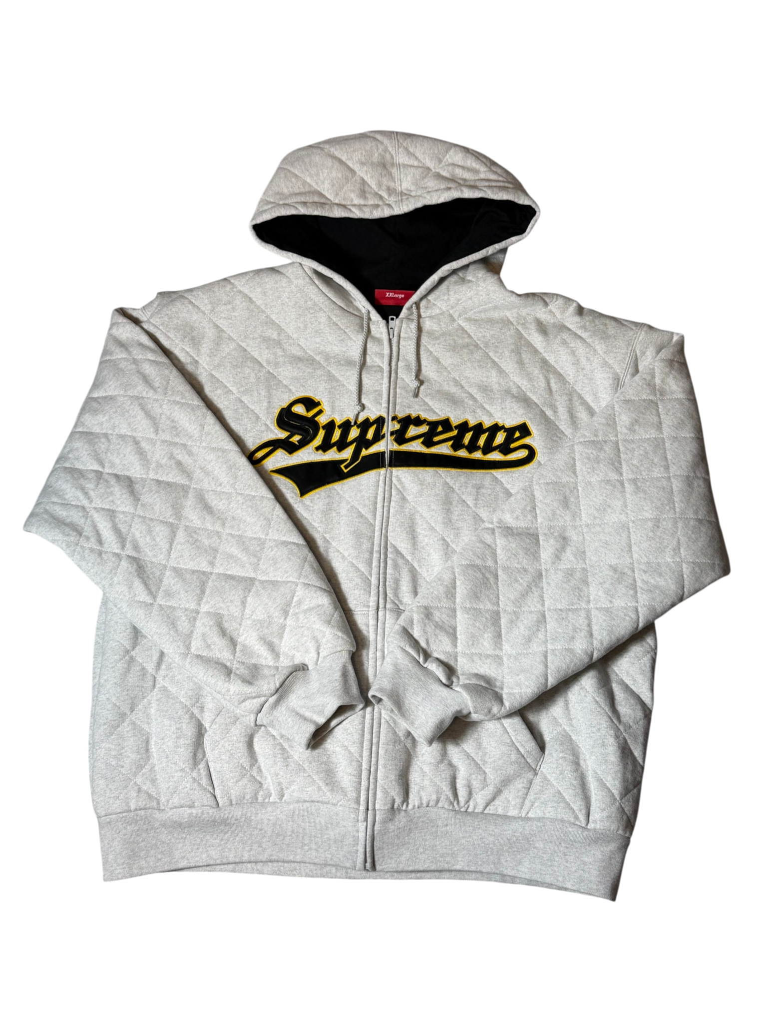 Supreme Quilted Zip Up Hooded Sweatshirt Ash Grey