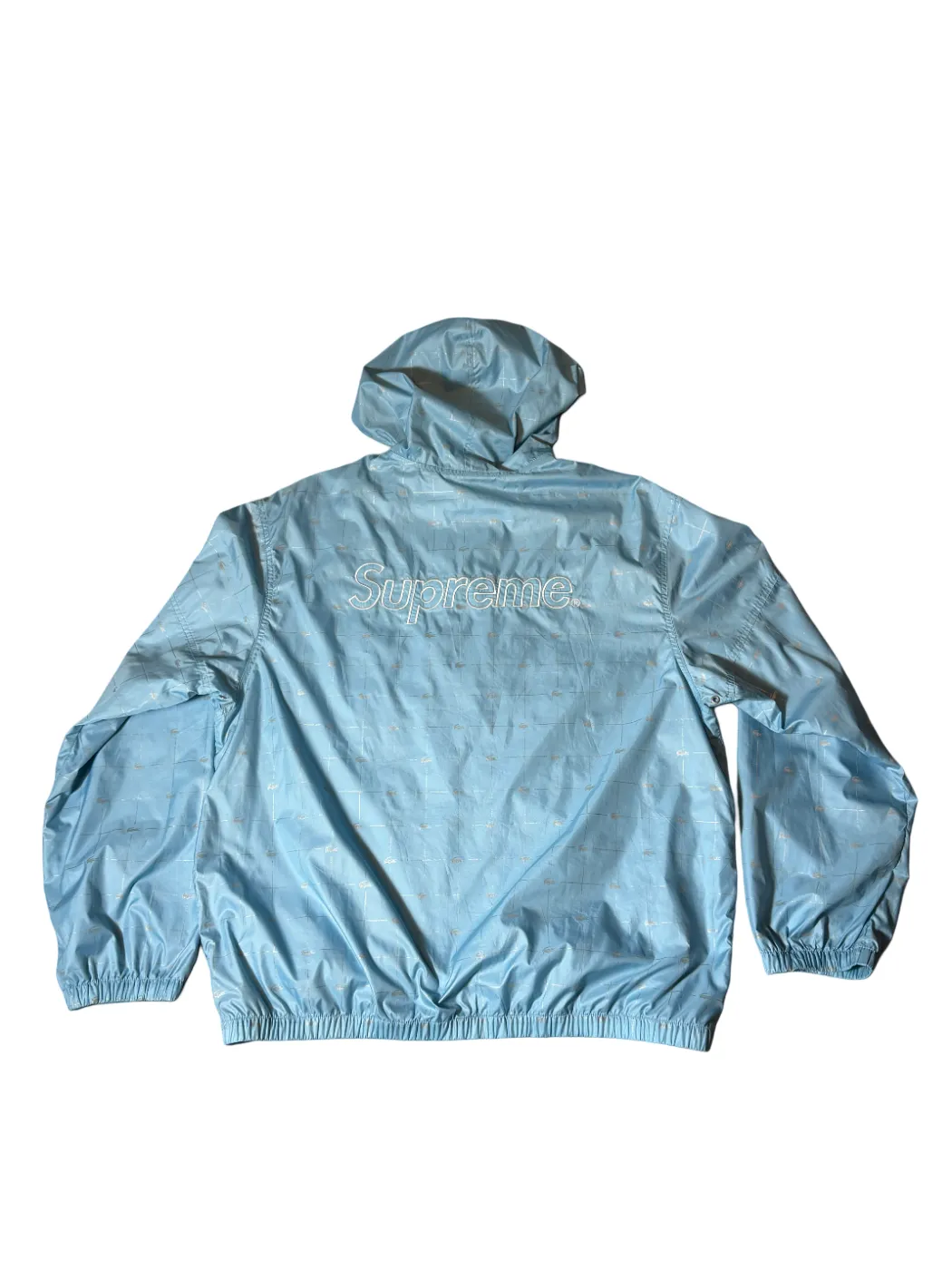 Supreme LACOSTE Reflective Grid Nylon Anorak Blue