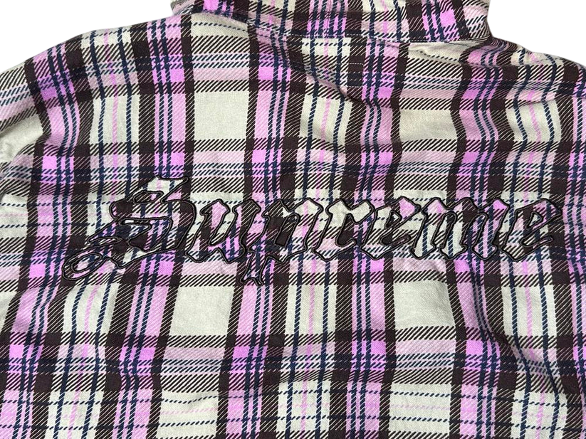 Supreme Printed Hooded Flannel Shirt Pink
