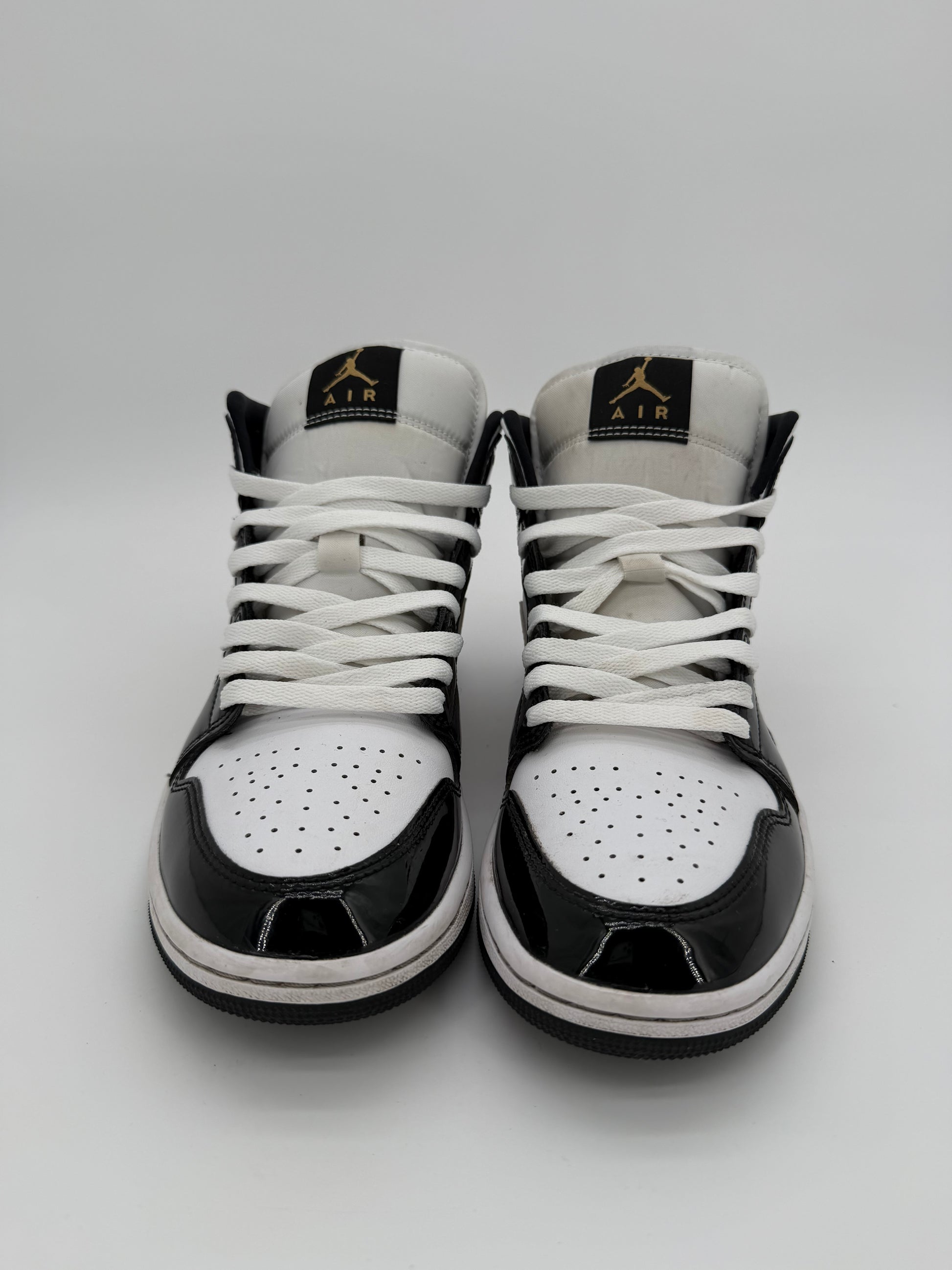 Jordan 1 Mid Patent Black White Gold(needs pics)