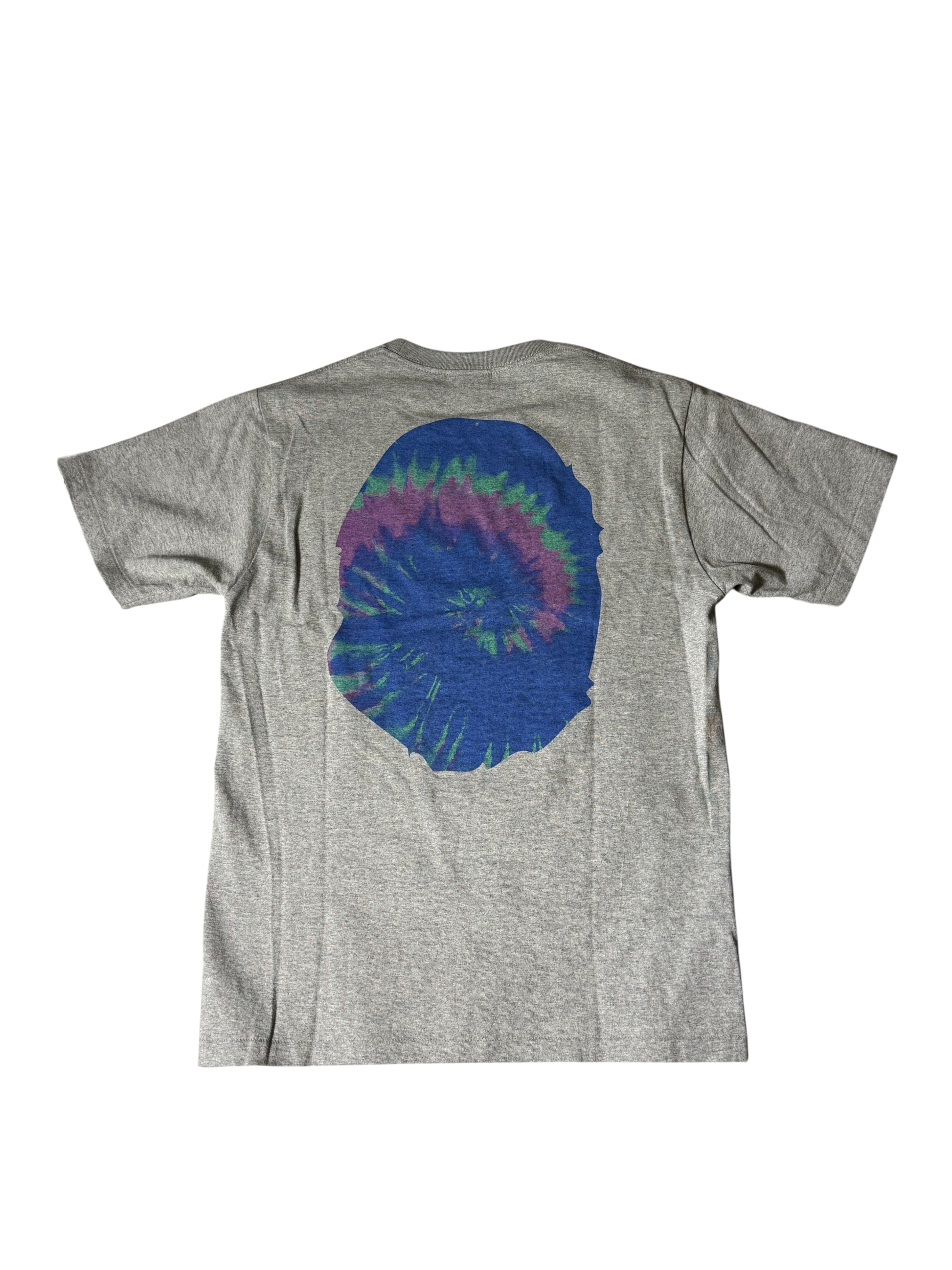 Bape Big Head Tye Dye T Shirt Grey