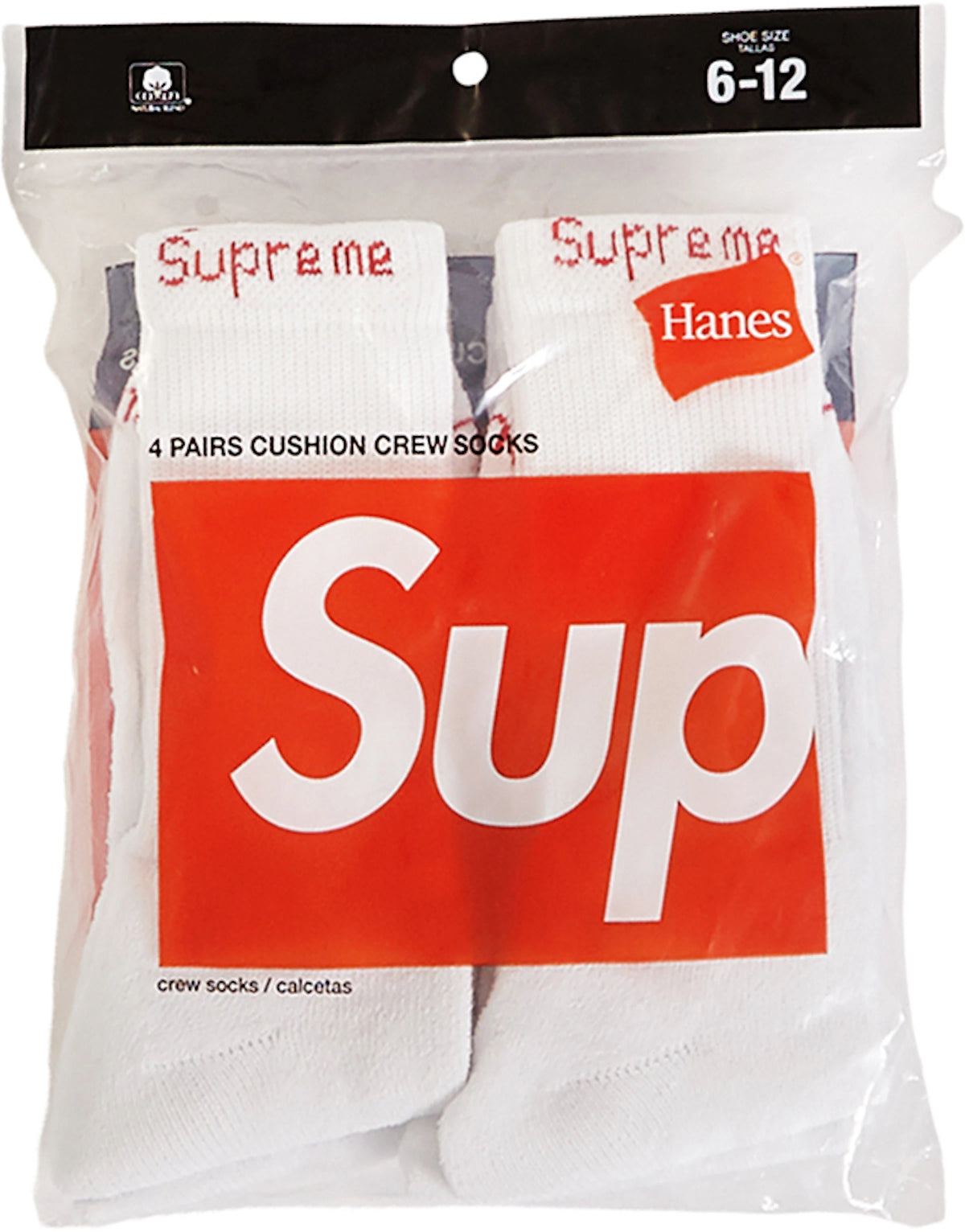 Supreme Hanes Crew Socks (4 Pack) White