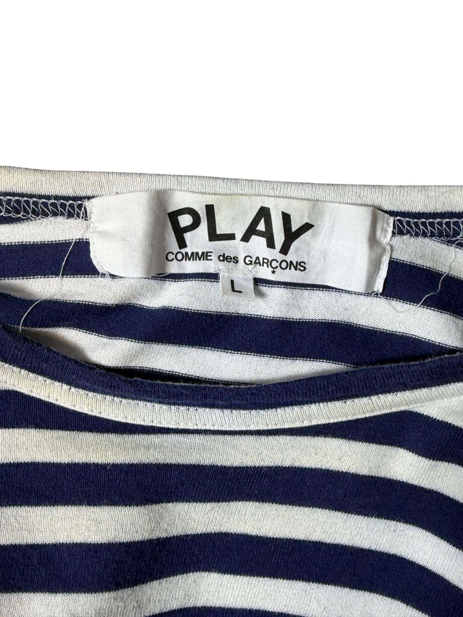 comme de garcon blue striped long sleeve