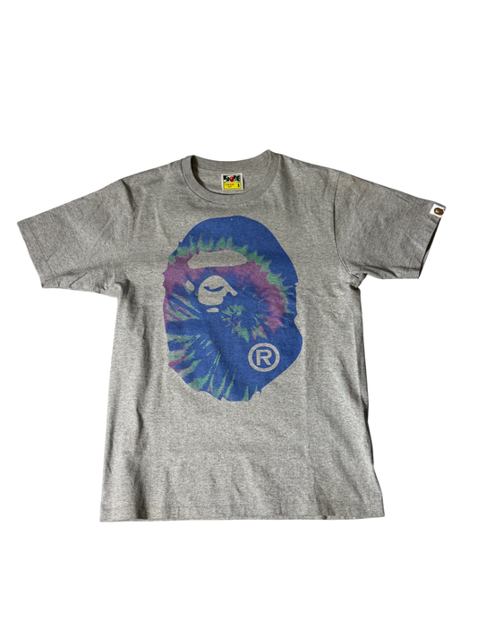 Bape Big Head Tye Dye T Shirt Grey