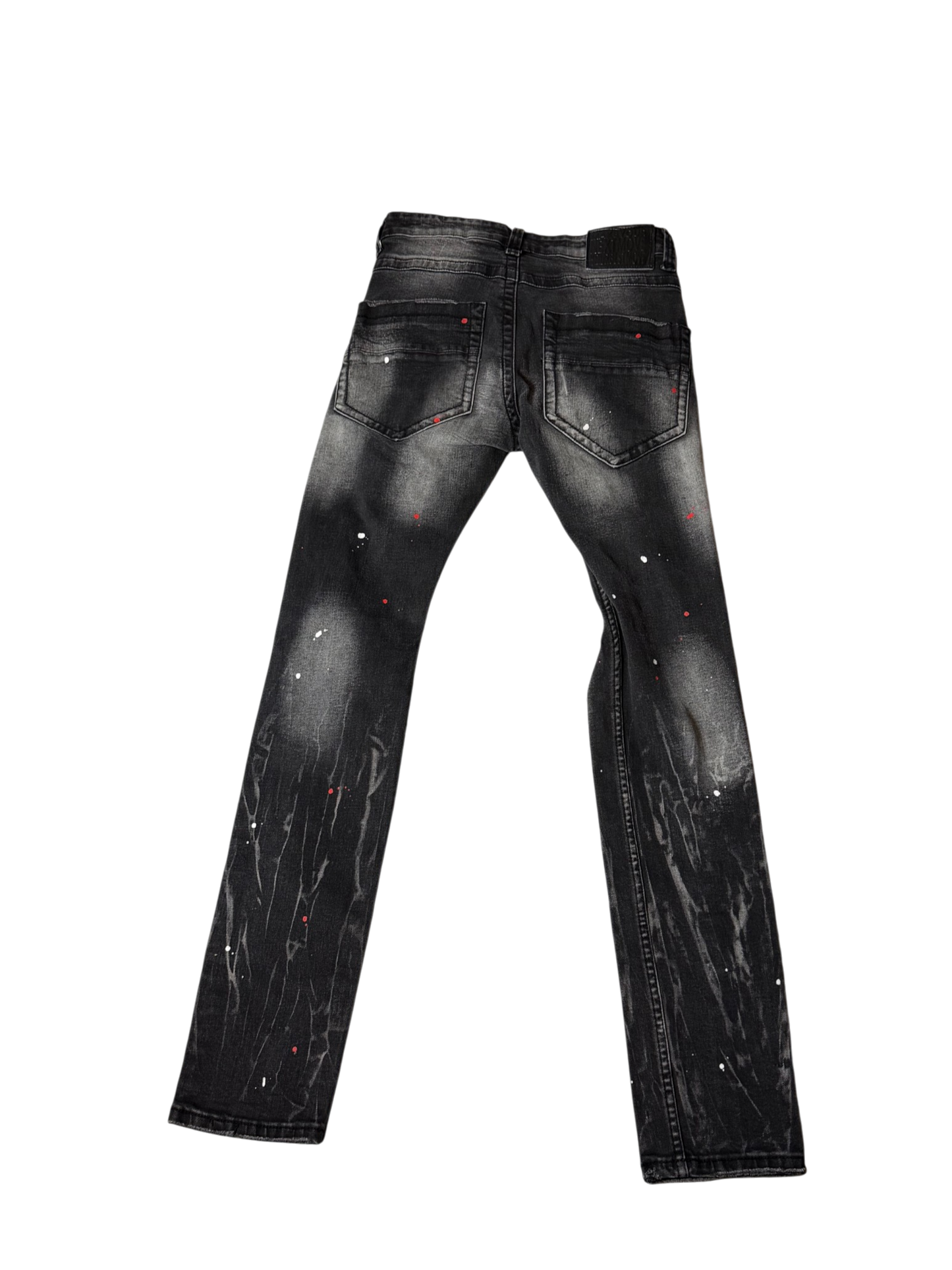 Streetz Iz Watchin Black Denim Jeans Red Splatter
