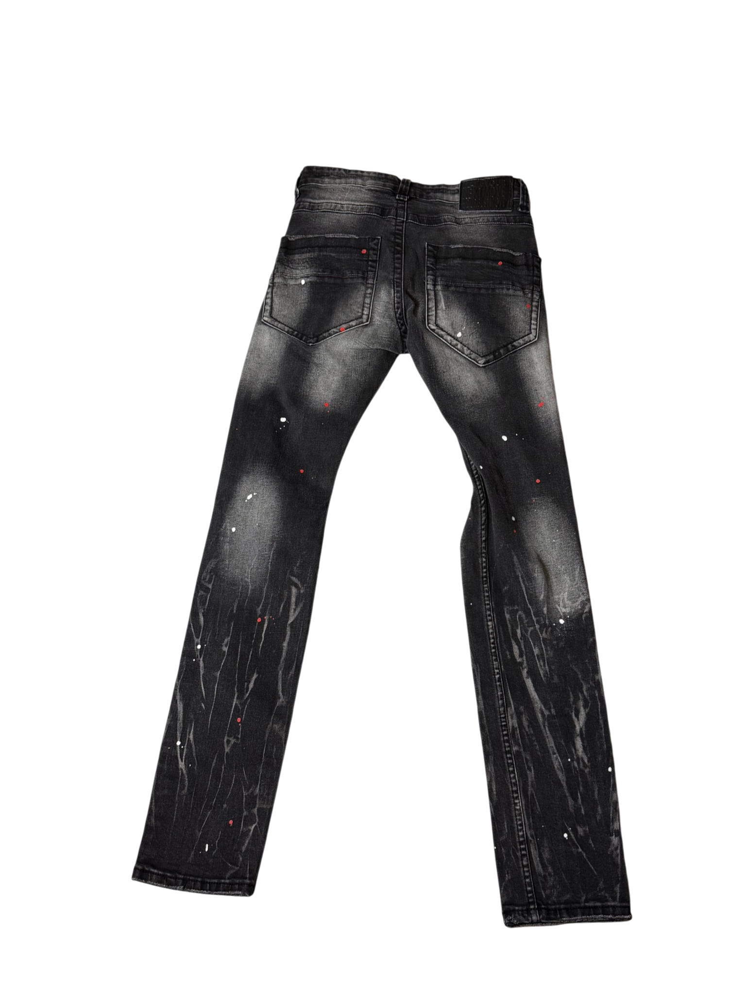 Streetz Iz Watchin Black Denim Jeans Red Splatter