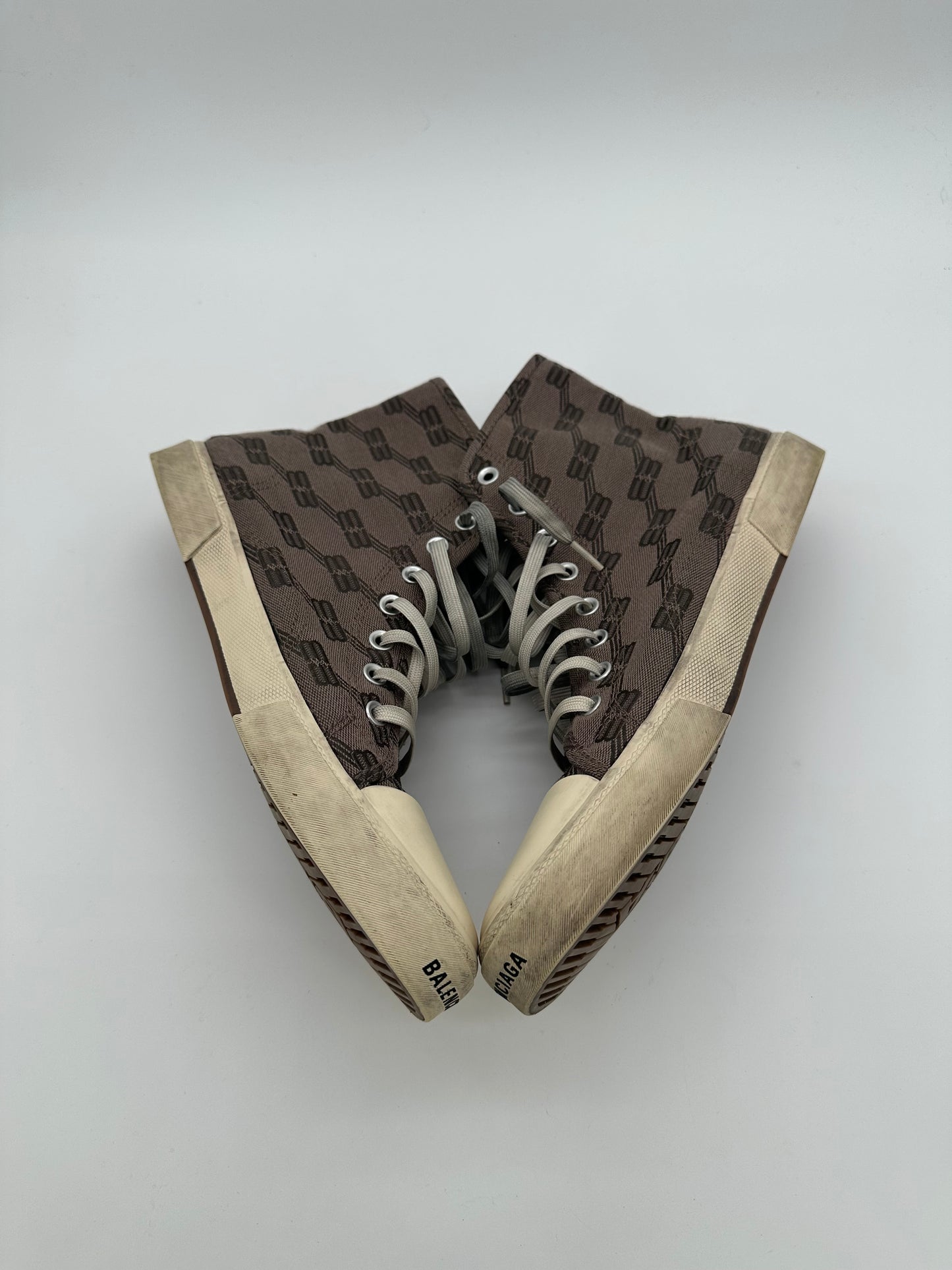 Balenciaga Paris High Top BB Monogram Dark Beige Brown