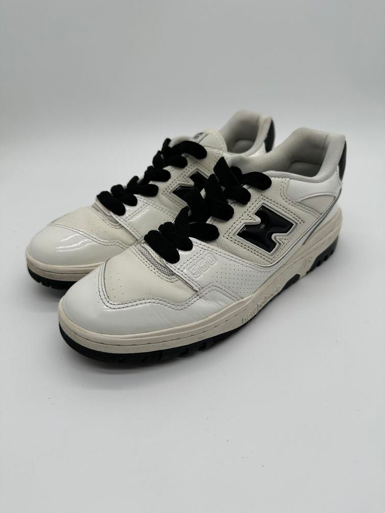 New Balance 550 Sea Salt Black Patent