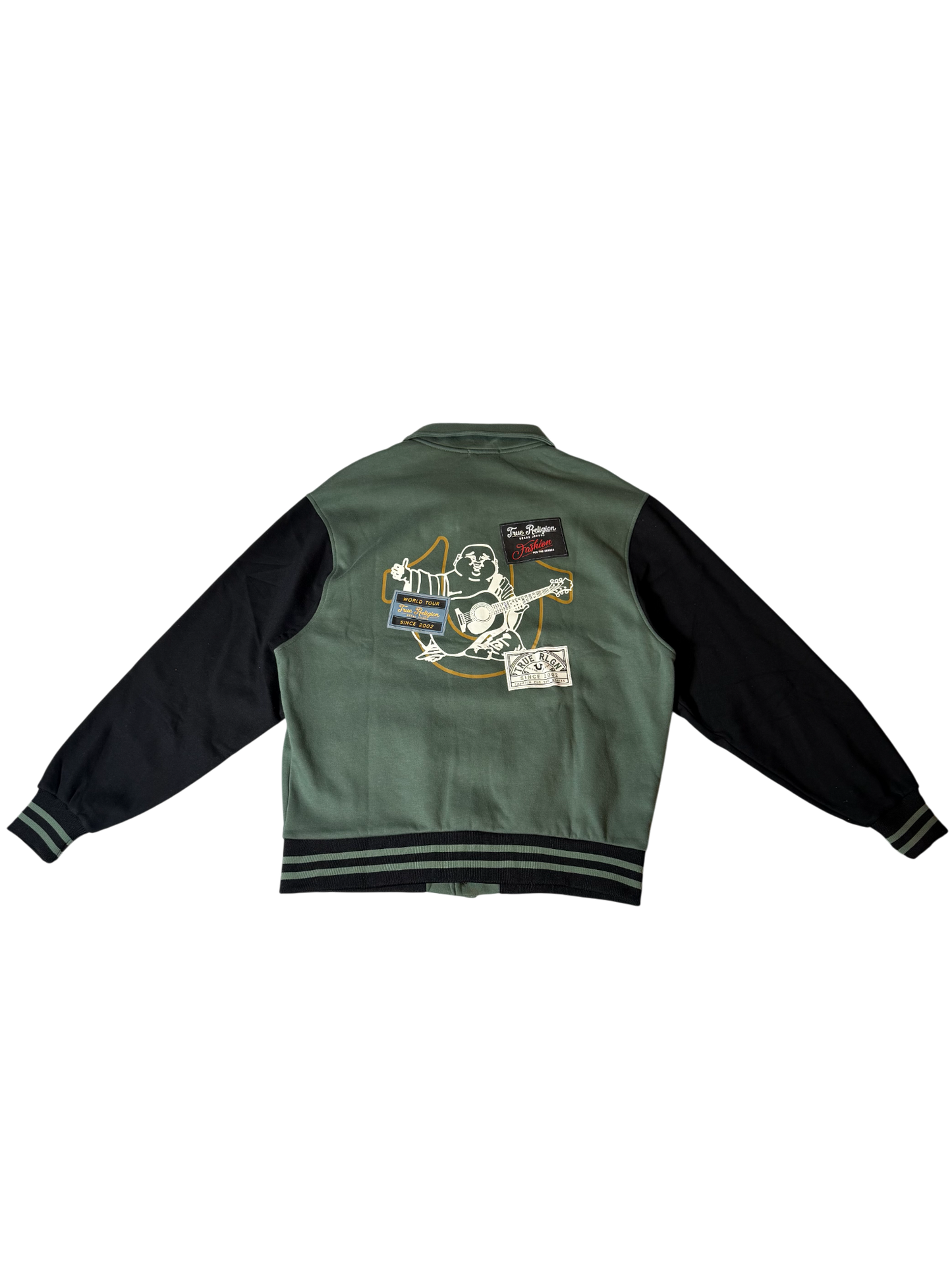 True Religion Collared Patch Fleece Varsity Jacket