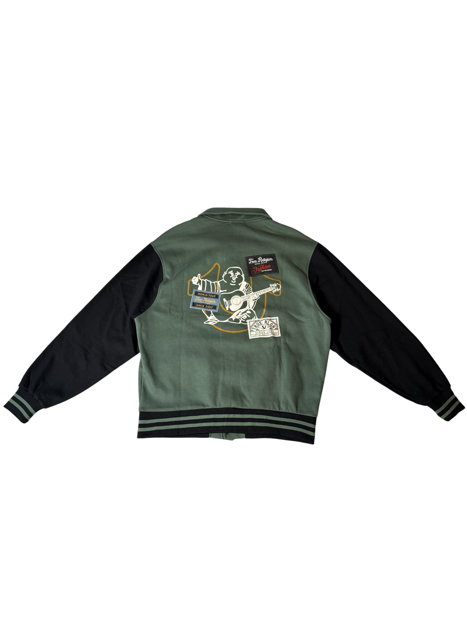 True Religion Collared Patch Fleece Varsity Jacket
