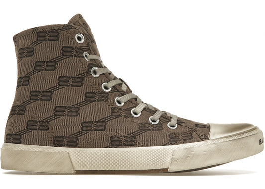 Balenciaga Paris High Top BB Monogram Dark Beige Brown